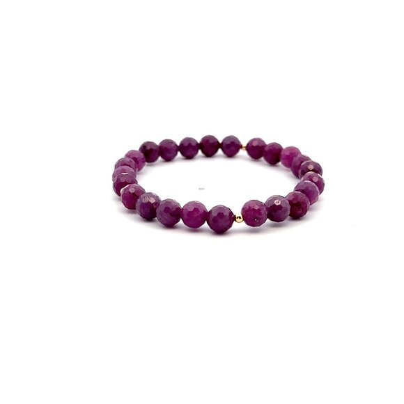 Natural Ruby Gemstones Micro Faceted Stretch Bracelet 18k Tiny Beads July Births - Picture 5 of 5
